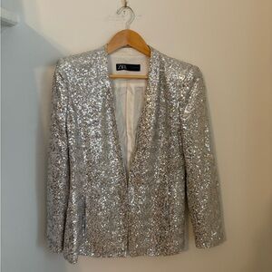 Zara Silver Sequin Women's Blazer